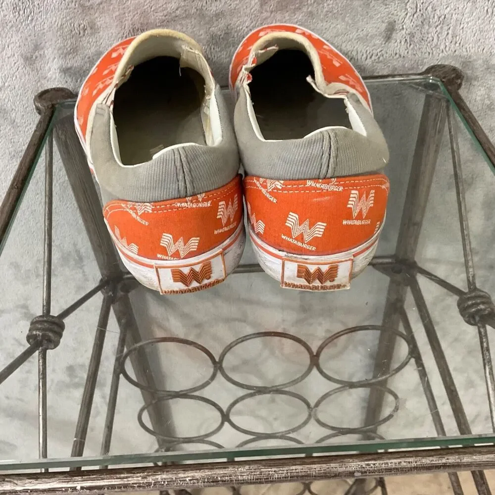 Whataburger Logo Canvas Slip On Shoes Sneakers Men's Size 8 Orange flying W